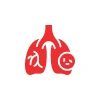 Red lungs icon symbolizing respiratory health.