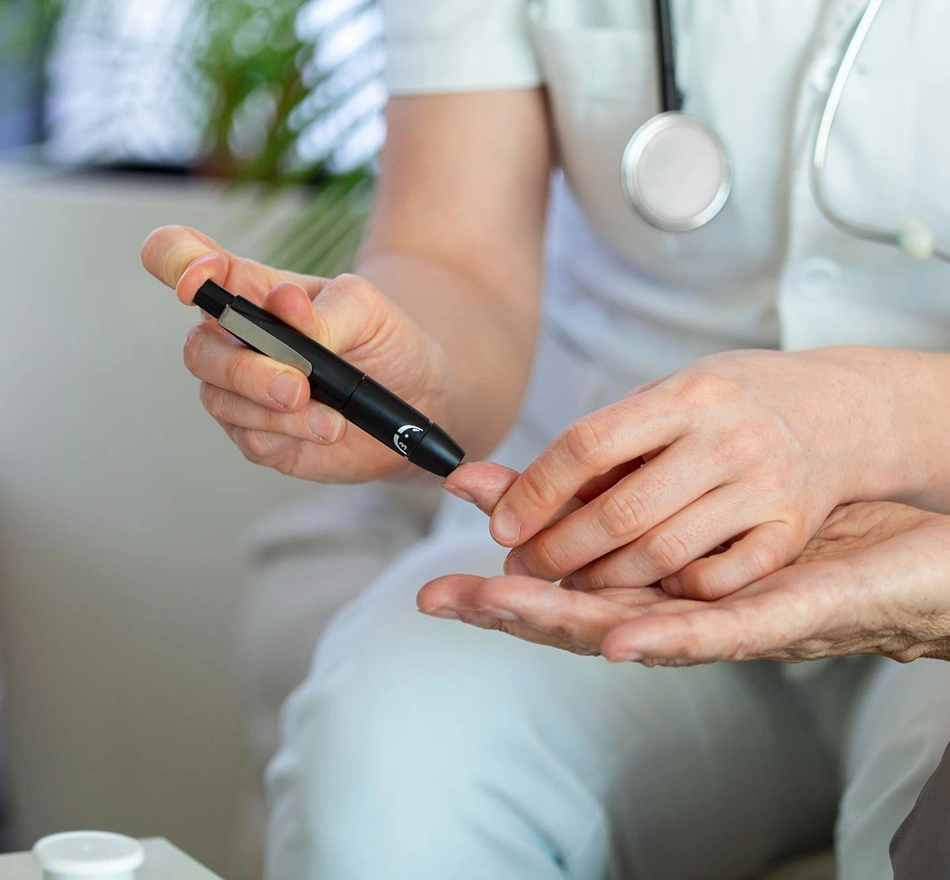 Doctor checking blood sugar